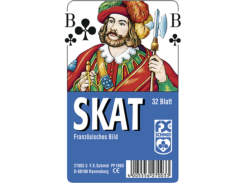 RAVENSBURGER 270033 Klassisches Skatspiel, Französisches Bild, 32 Karten in Klarsicht-Box von RAVENSBURGER