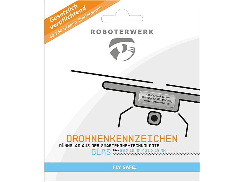 ROBOTERWERK Drohnenkennzeichen aus Glas-Gutschein Plakette, Kennzeichen Transparent von ROBOTERWERK
