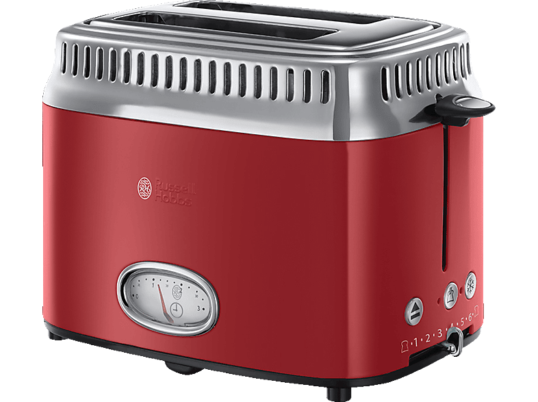 RUSSELL HOBBS 21680-56 Retro Ribbon Red Toaster Rot/Edelstahl (1300 Watt, Schlitze: 2) von RUSSELL HOBBS