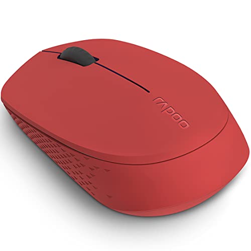 Rapoo M100 Silent kabellose Maus wireless Mouse 1300 DPI Sensor 9 Monate Batterielaufzeit leise Tasten ergonomisch für Links- und Rechtshänder PC & Mac - rot von Rapoo