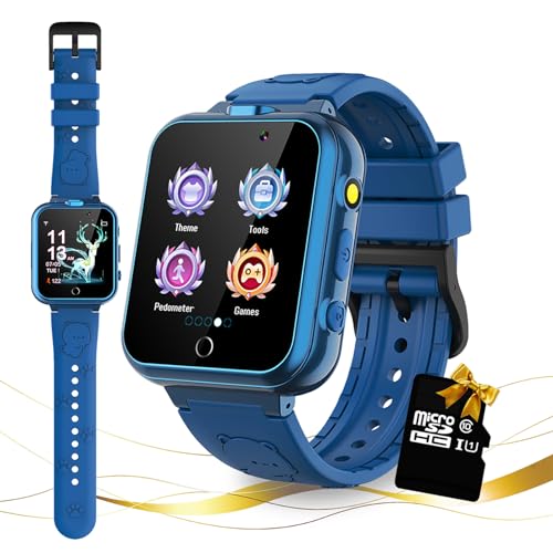 Retysaz Smart Watch für Kinder, 24 Spiele, Schrittzähler, 2 HD-Kameras, modische Smartwatches für Kinder von 3 bis 14 Jahren, tolle Geschenke für Mädchen und Jungen (Blau) von Retysaz
