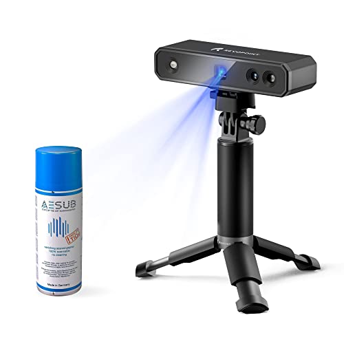 Revopoint 3D Mini Scanner mit Scaning Spray, bis zu 0,02MM Präzision und 10 Fps Scangeschwindigkeit, Industrieller Blaulicht, 3D Scanner für 3D Druck von Revopoint