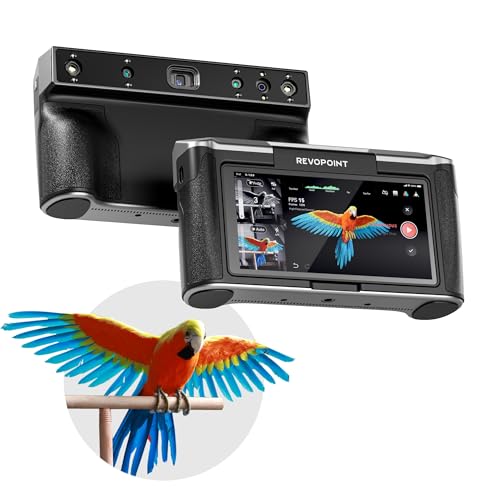 Revopoint MIRACO PRO 3D-Scanner für 3D-Drucker, Handheld 3D Scanner WiFi mit 180°Flip Screen, 5000mAh Schnelllade-Akku, bis zu 0,02 mm Präzision, Vollfarb-RGB-Kamera für Kleine bis Große Objekte, 32GB von Revopoint