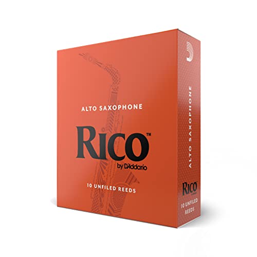 Rico by D'Addario Saxophon Blätter | Hochpräzise gefertigt | Alt Saxophon Blätter 4 Stärke | 10er-Packung | Warmer voller Ton | Angenehmes Spielgefühl von Rico