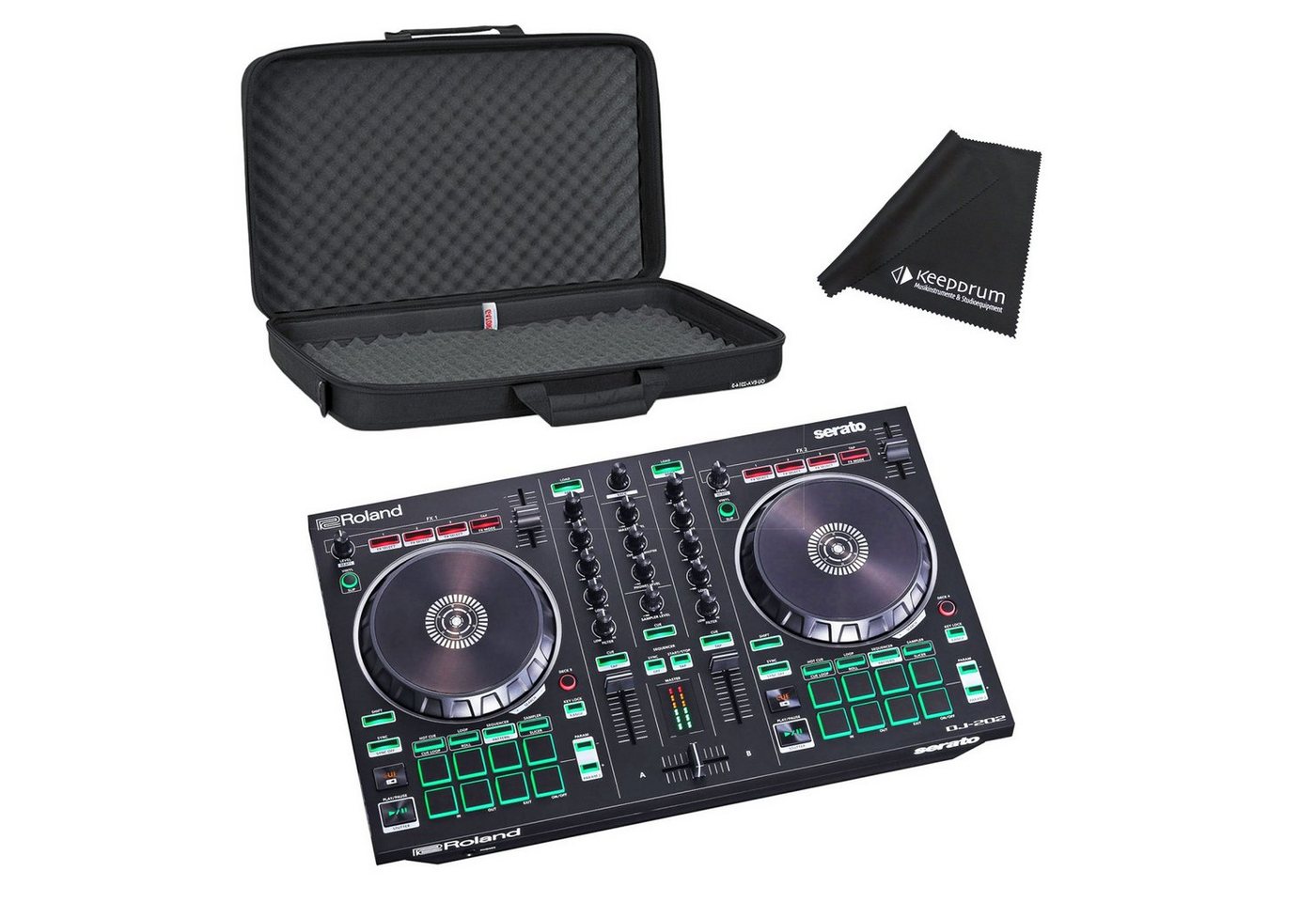 Roland DJ Controller Roland DJ-202 USB-DJ-Controller mit Tasche und Tuch von Roland