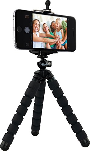 Rollei Selfie Mini - Flexibles Mini Stativ inkl. Kugelkopf und Smartphone-Adapter; robust, stabil, wickelbar, biegbar, mit rutschfesten Gummifüßen - Schwarz von Rollei