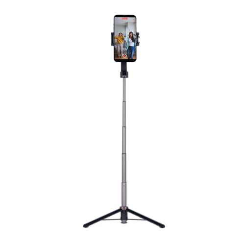 Rollei Smartphone Selfie Tripod: Mini-Stativ mit Fernauslöser, höhenverstellbar bis 65,6 cm. 3-in-1: Stativ, Selfie-Stick. Bluetooth, kompakt & stabil. Ideal für unterwegs! (Klemmhalterung) von Rollei