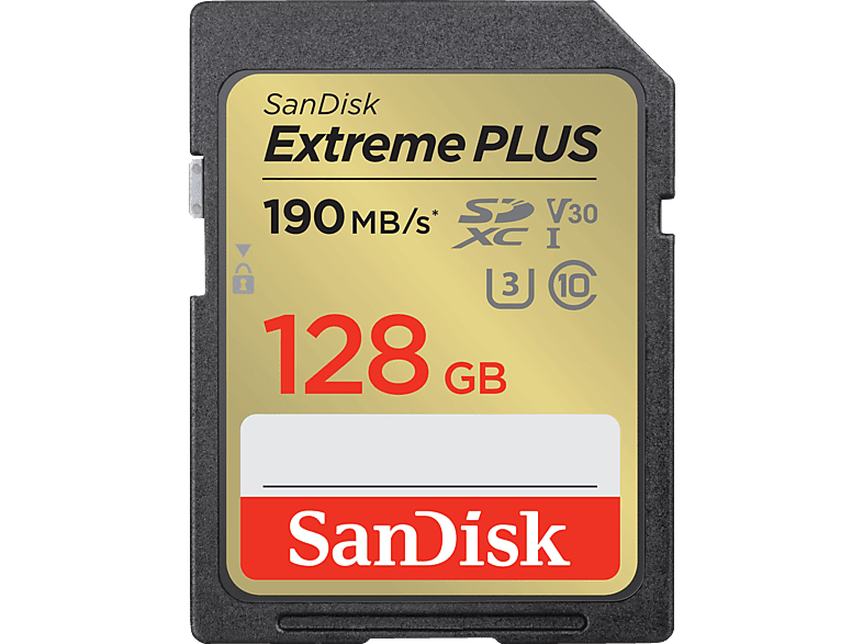 SANDISK Extreme® PLUS UHS-I, SDXC Speicherkarte, 128 GB, 190 MB/s von SANDISK