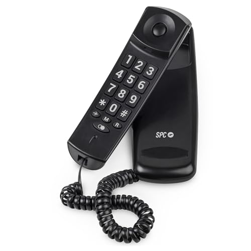 SPC Original Lite 2 – Kompaktes und benutzerfreundliches Festnetztelefon für den Schreibtisch oder die Wand, Signallicht, 10 indirekte Speicherplätze, große Tasten, Wahlwiederholung - Schwarz von SPC