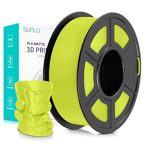 SUNLU 3D Printer Filament Matte PLA Filament,Neatly Wound Matte PLA Filament 1.75mm ± 0.02mm, Fit Most FDM 3D Printers,Good Vacuum Packaging 3D Printing Filament,1kg Spool (2.2lbs),Matte Bright Yellow von SUNLU