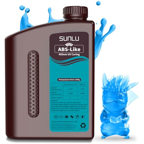SUNLU ABS-Like 3D Drucker Resin 2KG, 405nm UV-härtendes Standard Photopolymer Schnellharz für den LCD/DLP/SLA 3D Printing, Nicht-spröde & Hohe Präzision, Transparent blau 2000G von SUNLU