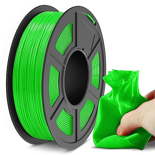 SUNLU Flexible TPU Filament 1.75mm, 95A TPU 3D Drucker Filament Maßgenauigkeit +/- 0,03mm, Gute Haltbarkeit und Starke Haftung für 3D-Druck, 0.5kg Spule（1.1lb）165 Meters, TPU Grün von SUNLU