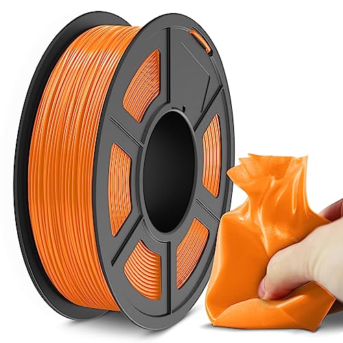 SUNLU Flexible TPU Filament 1.75mm, 95A TPU 3D Drucker Filament Maßgenauigkeit +/- 0,03mm, Gute Haltbarkeit und Starke Haftung für 3D-Druck, 0.5kg Spule（1.1lb）165 Meters, TPU Orange von SUNLU