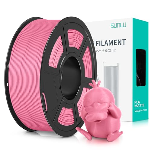 SUNLU Matte PLA Filament 1.75mm, 3D Drucker Filament mit Matter Oberfläche, Neatly Wound Filament, Einfach zu Bedienen, 1kg(2.2lbs) Spule PLA Filament für FDM 3D Drucker, Matte Rosa von SUNLU
