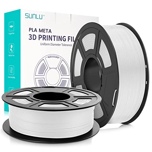 SUNLU Meta PLA Filament 1.75mm, Neatly Wound PLA Meta Filament, Zähigkeit, Bessere Liquidität, Schneller Druck für 3D Drucker, Maßgenauigkeit +/- 0.02 mm, 2KG (4.4lbs), Weiß+Weiß von SUNLU