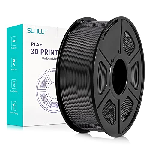 SUNLU PLA+ Filament 1.75mm, Neatly Wound 3D Drucker Filament PLA Plus, Stark PLA+ Filament 1.75 1kg, Gute Haftung für 3D Druck, Maßgenauigkeit +/- 0.02 mm, 1KG (2.2lbs), Schwarz von SUNLU