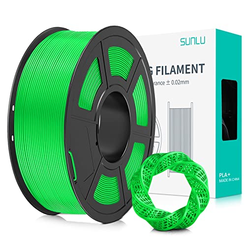 SUNLU PLA+ Filament 1.75mm, PLA Plus 3D Drucker Filament, Stärker belastbar, Neatly Wound, 1KG 3D Druck PLA+ Filament, Maßgenauigkeit +/- 0.02mm, Grün von SUNLU