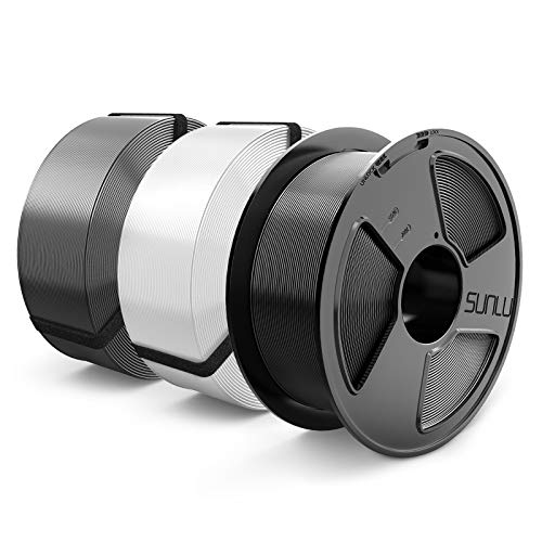 SUNLU PLA+ Filament MasterSpool, PLA Plus 3D Drucker Filament mit wiederverwendbarer Spule, 3KG 3D Druck PLA+ Filament 1.75mm, Neatly Wound, Maßgenauigkeit +/- 0.02mm, Schwarz+Weiß+Grau von SUNLU