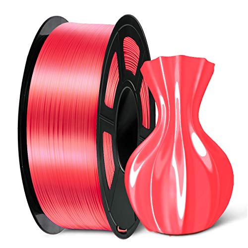 SUNLU PLA Plus Shiny Silk 3D Drucker Filament 1.75mm, Silk PLA+ 3D Druck Filament mit Seidenglattes Finish, Gute Farbwiedergabe, Maßgenauigkeit +/- 0,02mm, 1kg(2.2lb) Spule, PLA+ Silk Rot von SUNLU