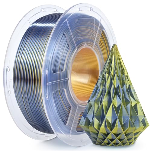 SUNLU Silk PLA Plus 3D Druckerfilament, zweifarbiges glänzendes PLA+ Filament 1.75mm, Seidentexturen, 360° Drehung enthüllt vielfältige Farben, Maßgenauigkeit+/-0.02mm, 1kg Spule(2.2lbs), Schwarz Gold von SUNLU
