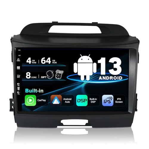 SXAUTO Autoradio Android 12 Passt für Kia Sportage (2010-2015) - Built-in Carplay/Android Auto/DSP - LED Kamera MIC KOSTENLOS - [4G+64G] - 9 Zoll 2 Din - Unterstützen DAB Lenkradsteuerung 4G WiFi BT von SXAUTO