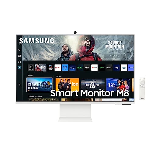 Samsung M80C Smart Monitor, 32 Zoll, 4K UHD, 60 Hz, Inkl. Webcam, Bildschirm mit Lautsprechern, Höhenverstellung und Pivot, Smart TV Apps mit Fernbedienung, S32CM801UU von Samsung