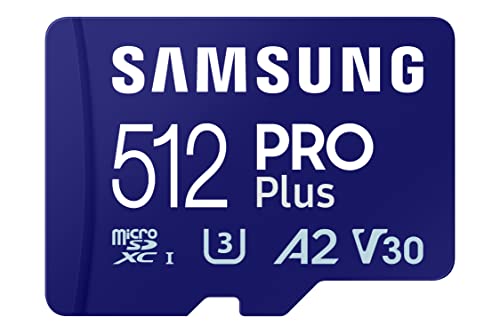Samsung PRO Plus microSD-Karte + SD-Adapter, 512 GB, Für Mobile Gaming auf Smartphones, Tablets und Handheld Konsolen, UHS-I U3, Full HD & 4K UHD, 180 MB/s Lesen, 130 MB/s Schreiben, MB-MD512SA/EU von Samsung
