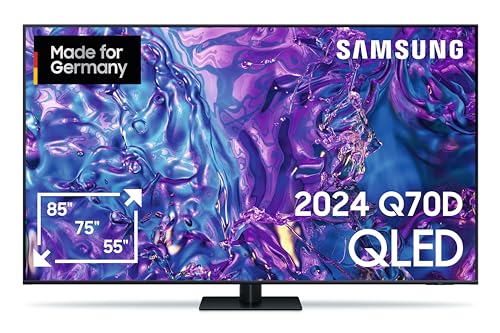 Samsung QLED 4K Q70D Fernseher 55 Zoll, Samsung TV mit Quantum Prozessor Lite 4K, 4K AI Upscaling, Samsung Tizen OS, Motion Xcelerator 120 Hz, Smart TV, GQ55Q70DATXZG, Deutsches Modell [2024] von Samsung