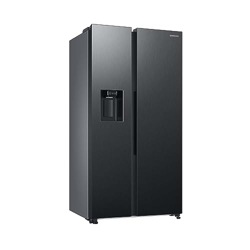 Samsung Side-by-Side-Kühlschrank mit Gefrierfach, 178 cm, 634 l Gesamtvolumen, 225 l Gefrierteil, AI Energy Mode, Wasser- und Eisspender, Frischwasseranschluss, Premium Black Steel, RS6GCG885DB1EG von Samsung