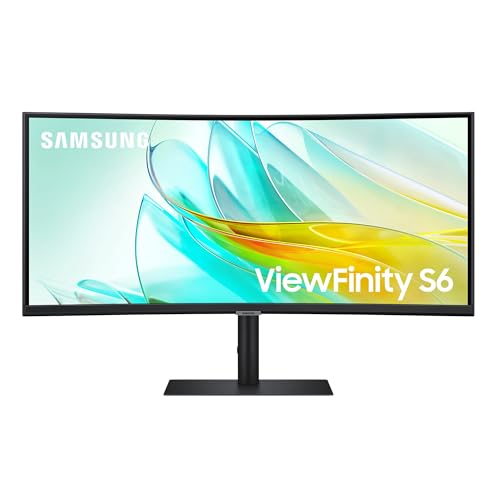 Samsung ViewFinity S65UC Curved Monitor 34 Zoll, Mit Lautsprechern, Bildschirm mit VA-Panel, 3.440 x 1.440 Pixel, Bildwiederholrate 100 Hz, Reaktionszeit 5 ms, 90 W Laden via USB-C, Pivot von Samsung