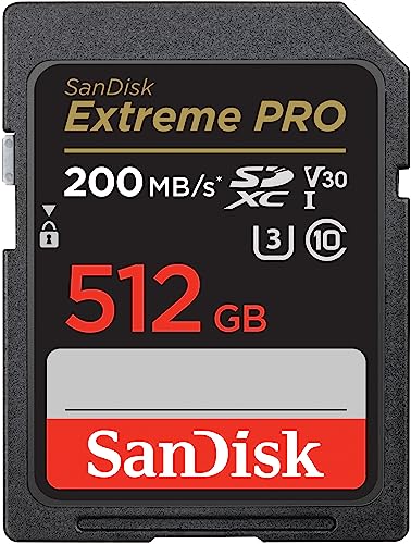 SanDisk Extreme PRO SDXC UHS-I Speicherkarte 512 GB (V30, Übertragungsgeschwindigkeit 200 MB/s, U3, 4K UHD Videos, SanDisk QuickFlow-Technologie, temperaturbeständig) von SanDisk