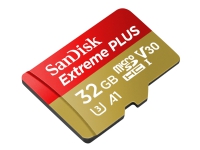 SanDisk Extreme Plus, 32 GB, MicroSDHC, UHS-I, 100 MB/s, 90 MB/s, Schockresistent, Temperaturbeständig, Wasserdicht von SanDisk