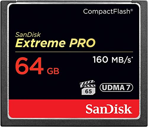 SanDisk Extreme Pro CompactFlash Speicherkarte 64GB (UDMA7, 4K-UHD- und Full-HD-Videos, VPG 65, temperaturbeständig, 160 MB/s Übertragung) von SanDisk