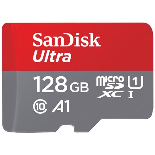 SanDisk Ultra Android microSDXC UHS-I Speicherkarte 128 GB + Adapter (Für Smartphones und Tablets, A1, Class 10, U1, Full HD-Videos, bis zu 140 MB/s Lesegeschwindigkeit) single Pack von SanDisk