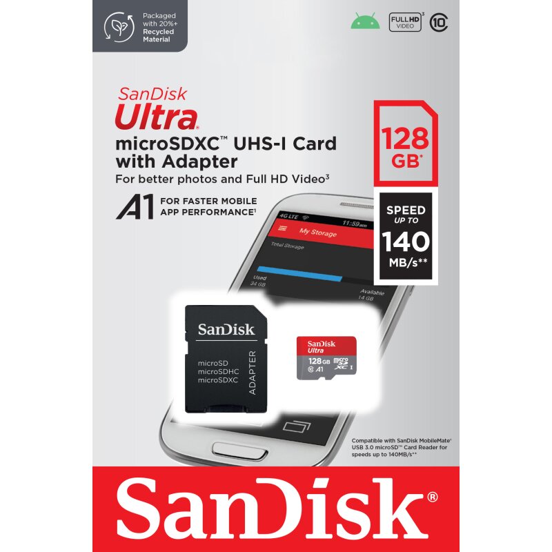 SanDisk microSDXC Card 128GB, Ultra, Class 10, U1, A1 von SanDisk