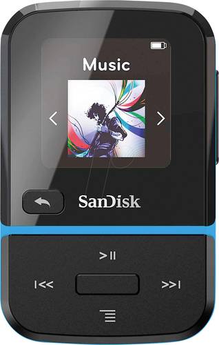 SanDisk Clip Sport Go MP3-Player 32GB Blau Befestigungsclip, FM Radio, Sprachaufnahme von Sandisk