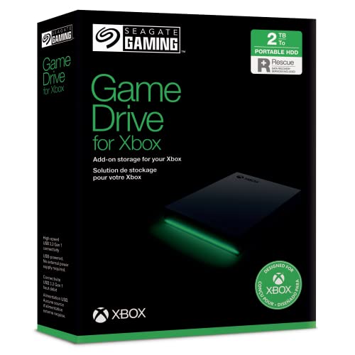Seagate Game Drive Xbox 2TB tragbare externe Festplatte 2.5 Zoll, USB 3.0, Xbox,schwarz, 2 Jahre Rescue Service, Modellnr.: STKX2000400 von Seagate