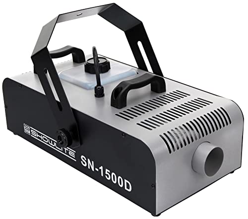 Showlite SN-1500D DMX Nebelmaschine mit Timer und Fernbedienung (1500W, 560m³ Nebelausstoß/min, 12 Min. Aufwärmzeit) silber von Showlite