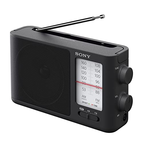 Sony ICF-506 Tragbares robustes Analogradio (Retrodesign, voller Klang, AC-Netzteil oder Batteriebetrieb, Tragegriff) Schwarz von Sony