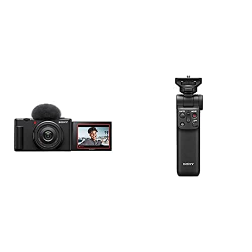 Sony Vlog Kamera ZV-1F | Digitalkamera (Klapp- und drehbares Display, 4K Video, Slow- Motion, Vlog Funktionen) + Bluetooth Handgriff & Mikrofon von Sony