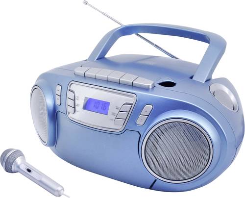 Soundmaster SCD5800BL CD-Radio UKW USB, Kassette, Radiorecorder Inkl. Mikrofon Blau von Soundmaster