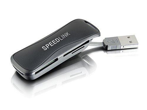 Speedlink CARREA Portable Card Reader - Tragbarer Multiformat-Kartenleser mit USB 2.0 Anschluss - 4 Karten-Steckplätze - mit USB Kabel - für PC/Notebook/Laptop - schwarz von Speedlink