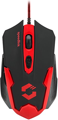 Speedlink XITO Gaming Mouse - 5 Tasten Maus für Büro, Home Office, mit dpi-Swtich bis zu 3200 dpi, Gummierte Oberfläche, Rutschfest, für PC, Notebook, Laptop, schwarz-rot von Speedlink