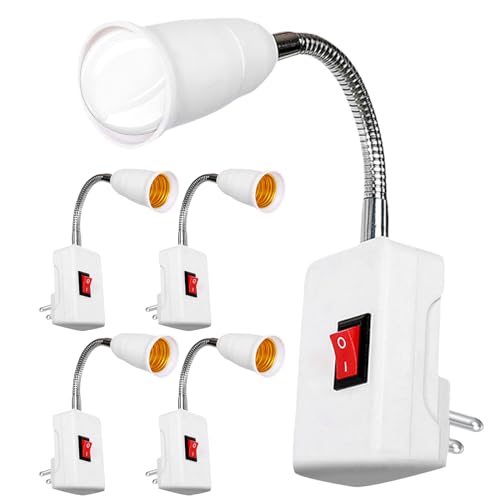 4 Stücke Lampenfassung E27 mit Schalter: Sporgo E27 Sockel Lampenfassung, Steckdosenlampe mit 33 cm Flexibler Schwanenhals, 360 Verstellbar Leselicht für Küchenlampe Wandlampen und Glühbirnen (4PCS-B) von Sporgo
