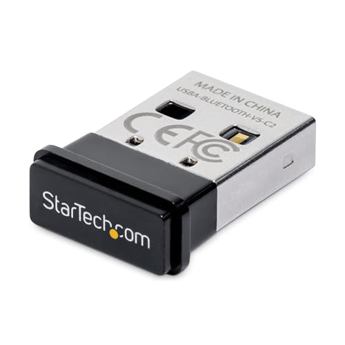 StarTech.com USB Bluetooth 5.0 Adapter,Adapter/Dongle für PC/Computer/Laptop,BT Adapter/Stick Headsets,Aux Empfänger,Windows 10/Linux (USBA-BLUETOOTH-V5-C2), Gray von StarTech.com