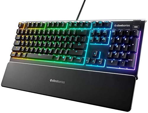 SteelSeries Apex 3 - Gaming Tastatur - 10-Zonen RGB-Beleuchtung - Premium magnetische Handballenauflage - Nordisch (QWERTY) Layout, Schwarz von SteelSeries