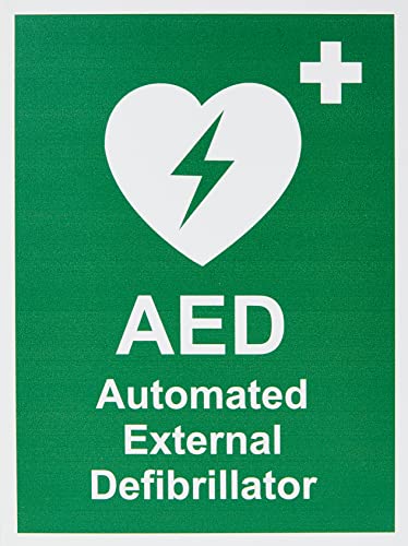 Seco AED Schild, automatisierter externer Defibrillator, 150 x 200 mm, 1 mm, halbstarrer Kunststoff von Stewart Superior