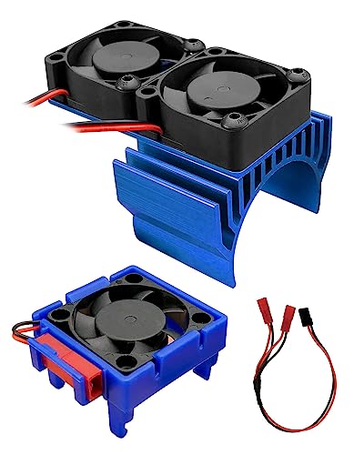 VXL-3s ESC Lüfter und Motorkühlung Dual Fan Set Fit für 1/10 Traxxas Slash 4×4 VXL Rustler 4X4 Stampede 4X4 Hoss 4×4 Velineon VXL-3s, blau von TADYAO