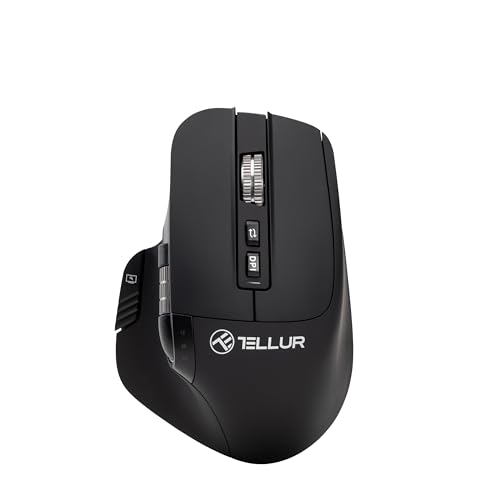 TELLUR Shade Kabellose Bluetooth Maus, Wiederaufladbar, 3200DPI, 8 Tasten, 4 Geräte Gleichzeitig, Kabellose Maus mit Leisem klick, Win, Mac, Android, iOS, USB C, Nano Empfänger von TELLUR
