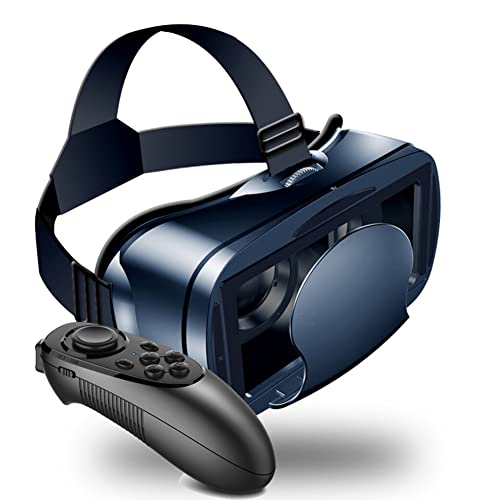 3D VR Brille Virtual Reality mit Fernbedienung für 3D VR Filme & VR Videospiele Anti Bluelight Einstellbares Pupillen-Augenpflegesystem für IOS & Android Smartphones,Schwarz (B) von TPWEWRX